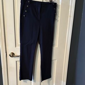 Navy Women's Pants with Button Detail